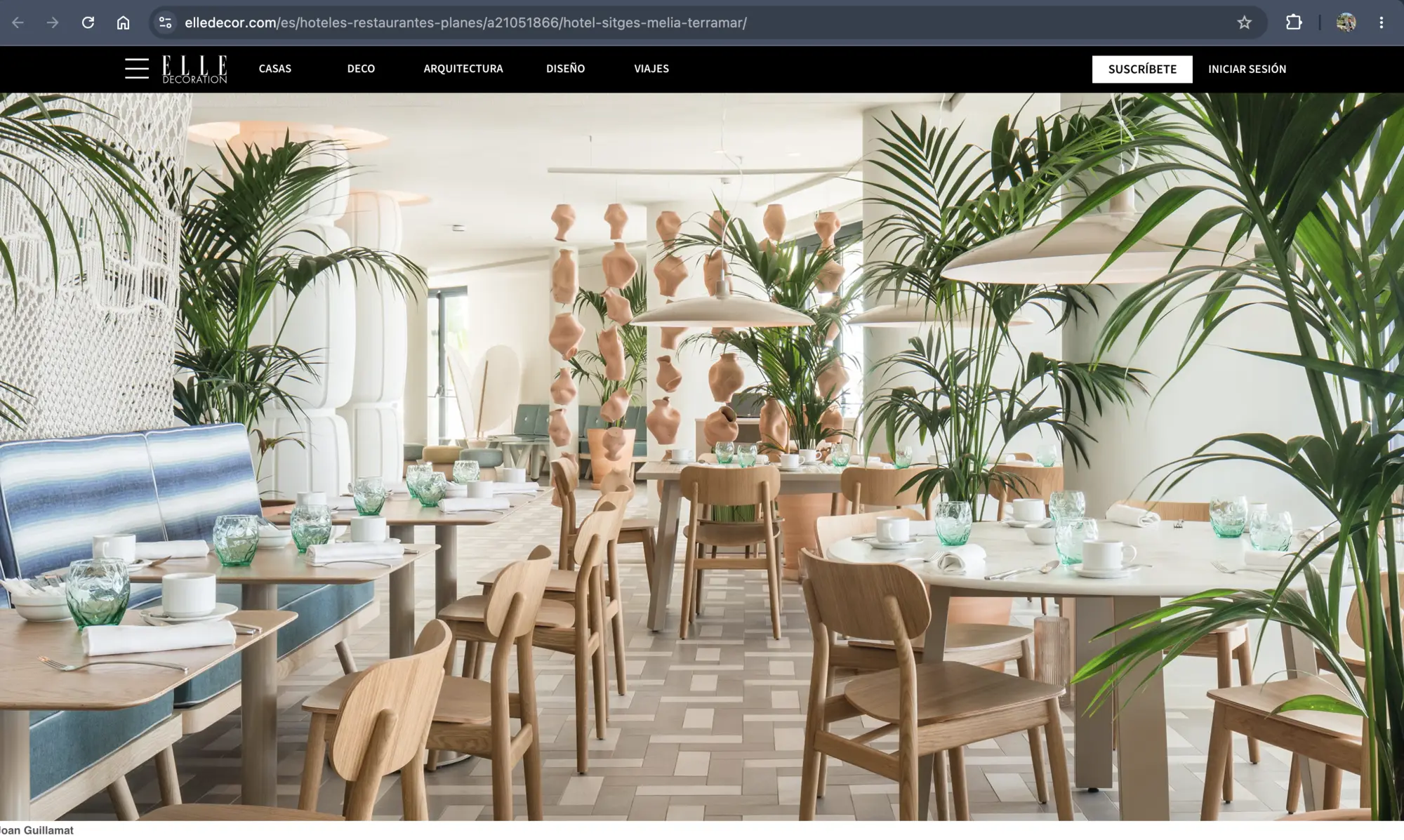 Publicación de Elle Decor con interiores de Meliá ME Sitges Terramar