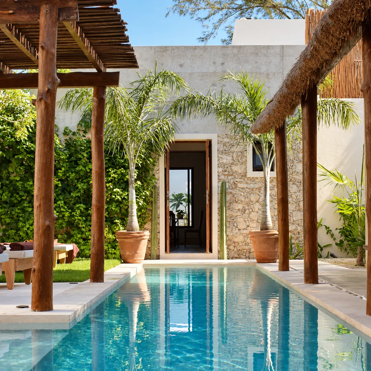 Patio tropical y piscina de Coco Calin