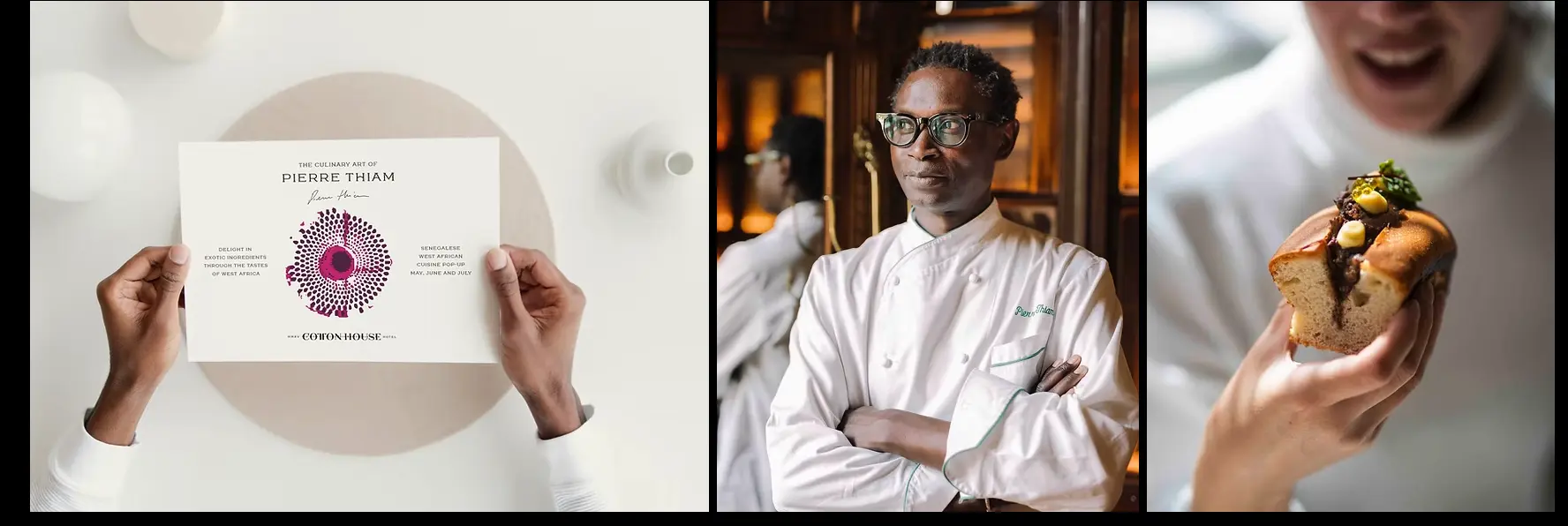 Imágenes de colaboración culinaria y chef en el Cotton House Hotel